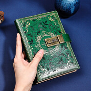 勤得利密碼本帶鎖的日記本女生秘密筆記本男孩簡(jiǎn)約文藝復古少女心筆記本子高級精致大學(xué)生創(chuàng  )意記事本定制 云杉綠