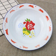 峰月老式搪瓷盤(pán)子懷舊經(jīng)典傳統印花湯菜餐廳搪瓷圓盤(pán)碟鐵盤(pán)飯碟10只裝 14cm 點(diǎn)花 盤(pán)【10只裝】