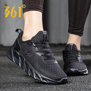 361°女鞋運動(dòng)鞋女秋季新款透氣網(wǎng)面跑步鞋學(xué)生網(wǎng)鞋361度女士休閑鞋子 曜石黑2262 35