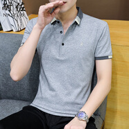 耐佐短袖T恤男棉夏季翻領(lǐng)半袖polo體恤衫上衣服男士短袖男裝t恤衫定制 T165淺灰 L