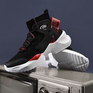 MVP BOY跑步鞋男2026新款高幫鞋男情侶潮鞋休閑運動(dòng)鞋子男鞋潮襪子鞋男 助跑8923黑紅 43