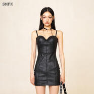 SMFK搖滾束腰短裙UD006BB 美拉德風(fēng)修身包臀連衣裙性感 荒野黑 M