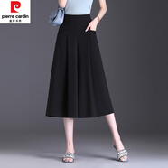 皮爾卡丹（pierre cardin）七分裙褲女夏季2024新款高腰寬松闊腿褲垂感休閑大腳褲裙薄款甩褲 黑色 30/2XL 體重125~135斤