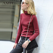 AMII極簡(jiǎn)休閑時(shí)尚毛針織衫女秋季新款直筒高領(lǐng)顯瘦百搭打底衫 暗酒紅 160/84A/M
