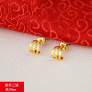 覓倩（MiQian）仿制沙金耳釘女士耳棒仿金色花瓣歐幣首飾 音樂三弦