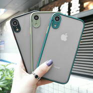 名櫻 蘋(píng)果系列手機殼iPhoneX/XS保護套透明磨砂撞色硅膠全包防摔i網(wǎng)紅男女 蘋(píng)果XR【暗夜綠】+鋼化膜