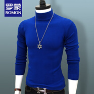 羅蒙（ROMON）毛衣男士半高領(lǐng)秋冬厚款打底衫韓版潮流針織衫羊衫大碼修身保暖 寶藍色 半高領(lǐng)毛衣 XL (125-140斤)