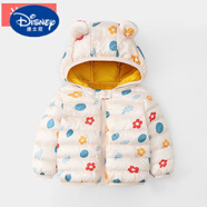 迪士尼（Disney）嬰兒棉服外套女寶寶0一1歲冬季2保暖棉衣3中小童男孩連帽外套輕薄 滿(mǎn)印米底花朵 80 身高65-75