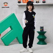 大嘴猴（paul frank）童裝兒童套裝2025秋冬季款中大童潮酷男女童寬松舒適中大童休閑裝 112F黑色 110