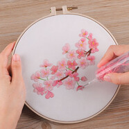 美岸新款刺繡創(chuàng)意禮物印花自繡花卉圖案團扇包包蘇繡自己手工刺繡DIY 櫻花【繡繃+材料包】