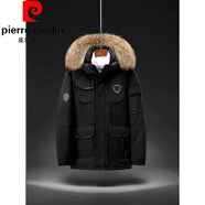 皮爾卡丹（pierre cardin）羽絨服男2024冬季新款加厚保暖工裝鵝大毛領(lǐng)派克服男裝外套潮針織 黑色 2XL
