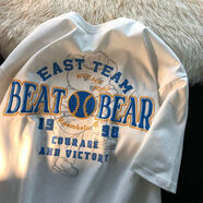 摘星少年衣服男夏裝2024新款T恤男短袖寬松潮流美式復古半袖ins情侶裝上衣 白色 印花圖案 XL 115-140斤 優(yōu)先發(fā)貨