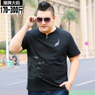 圣彼威朗 加肥加大碼短袖t恤男胖子肥佬體恤潮牌胖人衣服大碼半截袖打底衫 DX057黑色 3XL (190-210斤)