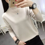 愷吉銳七分袖針織衫打底中袖半高領(lǐng)春秋小香風(fēng)百搭內外穿寬松毛衣女韓版 白色 327#七分袖 2XL 建議130-145