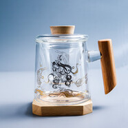 容山堂金銀燒玻璃杯耐熱茶水分離杯泡茶杯帶蓋辦公杯泡茶分離杯