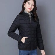 寵琳冬季輕薄棉服女2025新款外套女短款上衣女顯瘦修身棉衣女百搭時(shí)尚 氣質(zhì)黑色 4XL 130-145斤