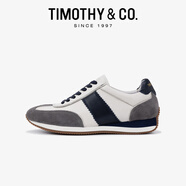 迪邁奇（TIMOTHY&CO.）百搭復(fù)古德訓鞋商務(wù)輕奢休閑鞋男透氣減震運動牛皮阿甘鞋TML23019 灰色 41