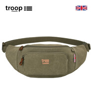 Troop男帆布腰包運動(dòng)挎包胸包男復古手機運動(dòng)腰包歐美戶(hù)外斜跨帆布包 中號帆布版卡其T244升級
