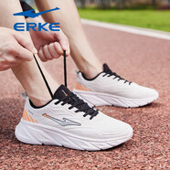 鴻星爾克（ERKE）男鞋秋冬鞋運動(dòng)鞋輕便防雨水防滑鞋子皮面軟底跑步鞋緩震休閑鞋子 白/橙-3137（防潑水鞋面） 39