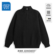 真維斯（Jeanswest）開(kāi)衫毛衣男春秋季新款灰色雙拉鏈立領(lǐng)針織衫男士寬松休閑外套 【半拉鏈針織衫】黑色(空白) 3XL