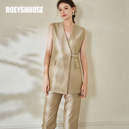 ROEYSHOUSE羅衣時尚通勤無袖套裝女夏裝新款氣質上衣九分褲兩件套09029 香檳色 M