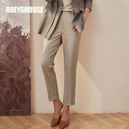 ROEYSHOUSE羅衣知性純色直筒褲女秋裝新款修身通勤OL九分西裝褲子01685 淺米色 M
