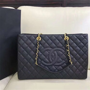 【二手99新】香奈兒Chanel CF jumbo GST 黑色 荔枝皮 手提 單肩 女士手袋 女包 黑金（98新）