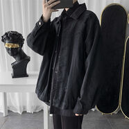 楠馨妤夾克外套男韓版潮流學(xué)院風(fēng)百搭潮牌夾克男生ins原宿風(fēng)嘻哈破洞衣服春季 黑色 2XL