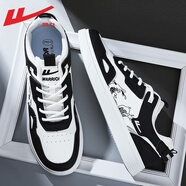 回力官方男鞋春夏季國潮百搭網(wǎng)面板鞋男輕便軟底運動(dòng)鞋男休閑鞋子男 黑白色【皮面防水】 40