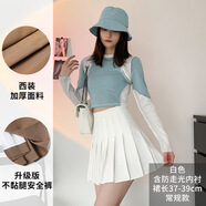 彼愛詩半身裙女百褶裙女春夏新款韓版高腰a字短裙秋冬格子半身裙防走光 白色腳口拼接【抗皺】 XS （建議70-80斤）