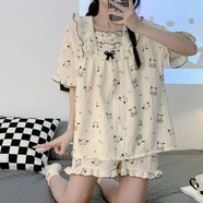 夢動帕恰狗睡衣女夏季短袖純棉薄款2025年新款卡通甜美花邊套裝家居服 LXE-615#帕恰狗 L （98-115斤