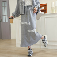 森女部落運動(dòng)少女真的很愛(ài)  格雷系穿搭灰色休閑慵懶風(fēng)衛衣套裝裙 灰色半裙(單件)（單件） M