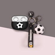 適用魅藍Blus2s保護套魅藍Blus 2S藍牙耳機保護殼魅藍air耳機套殼 黑色殼+足球貼片+黑色足球掛件 魅藍Blus2s
