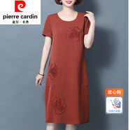 皮爾卡丹（pierre cardin）女裝中年連衣裙夏季薄款寬松遮肚洋氣高貴氣質女士裙子優(yōu) 皮爾卡丹-焦糖色 皮爾卡丹-XXL