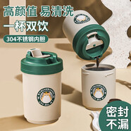 欖茵咖啡杯304不銹鋼便攜保溫喝水早餐杯隨行杯牛奶杯辦公室成年水杯1 吾貓萬(wàn)歲PP內膽400ML 專(zhuān)版彩盒