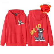 C2潮朝貓和老鼠聯(lián)名春秋衛衣ins潮牌特別的情侶裝學(xué)生春秋春秋連帽套頭 紅色 天鵝絨連帽-ME TO湯姆貓（厚款） XXL