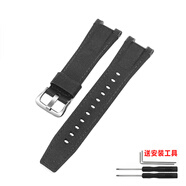 佩伊（PEIYI）硅膠手表帶適用卡西歐G-SHOCK鋼鐵之心GST-B100/300/410/S110表鏈 尼龍黑色-銀扣 0mm