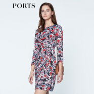 PORTS寶姿商場(chǎng)同款 春夏新品女裝圓領(lǐng)花色印花修身連衣裙LN8D223HPP028 黑色印花 XS (2)