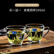 鷗欣進(jìn)口玻璃茶杯泡茶杯帶把套裝家用待客水杯加厚大容量喝綠茶 肯雅把杯245ml【兩只】