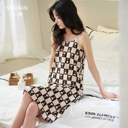 莎倩【涼感型】吊帶睡裙女夏季帶胸墊棉布料夏天薄款可外穿睡衣連衣裙 L835044 M