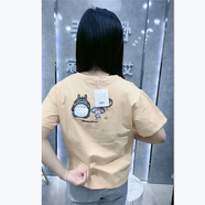 妃麗慕尚（FEILIMUSHANG）洋氣正肩短袖t恤女夏季設計感小眾重工卡通刺繡寬松百搭白色上衣 473杏色 M