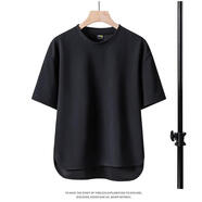 曦牧遙靈篤服飾短袖夏季男士色休閑半袖寬松大碼圓領(lǐng)T恤軛閼 黑色 M [100-125斤]