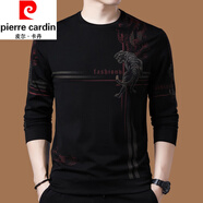 皮爾卡丹（pierre cardin）純棉透氣親膚長(cháng)袖T恤男士圓領(lǐng)印花衛衣春秋季中青年打底衫上衣 W2紅虎春秋裝 165/M