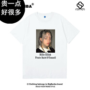 C2潮朝歐美嘻哈說(shuō)唱XXXTentacion BillieEilish碧梨致敬款短袖T恤男男潮 eilish頭像-白色 S