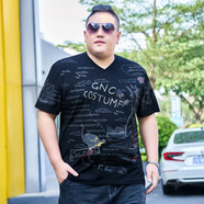 豪朗格（Haolangge）胖子男裝加肥加大碼冰絲短袖t恤中青年純棉半袖體恤上衣特大號(hào)4XL 藍(lán)色 2XL