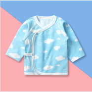 早產(chǎn)兒嬰兒新生兒衣服純棉舒適和尚服雙胞胎春秋衣服 48碼 藍色云朵上衣 S(2-4斤)
