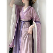 杜艷枝原創(chuàng)魏晉風(fēng) 煙雨 漢服女廣袖南北朝大袖儒八破裙中國(guó)風(fēng)夏季 紫色外大袖+內(nèi)大袖+紫色八破裙 XL140-160斤(160-170CM)