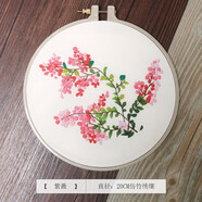 繡魁刺繡DIY新款創(chuàng)意禮物印花自繡古風(fēng)家居繡品團(tuán)扇挎包蘇繡手工飾品 紫薇【材料包+繡繃】