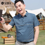 寶財羊爸爸裝冰絲短袖t恤男夏季polo衫50歲60中老年人上衣服父親節(jié)禮物