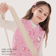 Hello Kitty女童馬甲兒童背心棉春裝保暖2025新款洋氣針織馬夾秋季外穿童裝 深粉碎花513057 140 CM適合135-145